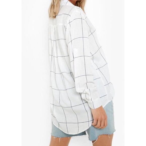 Boohoo Shirt Womens Size US 18 Oversized Black & White Button Front Casual - Picture 1 of 7